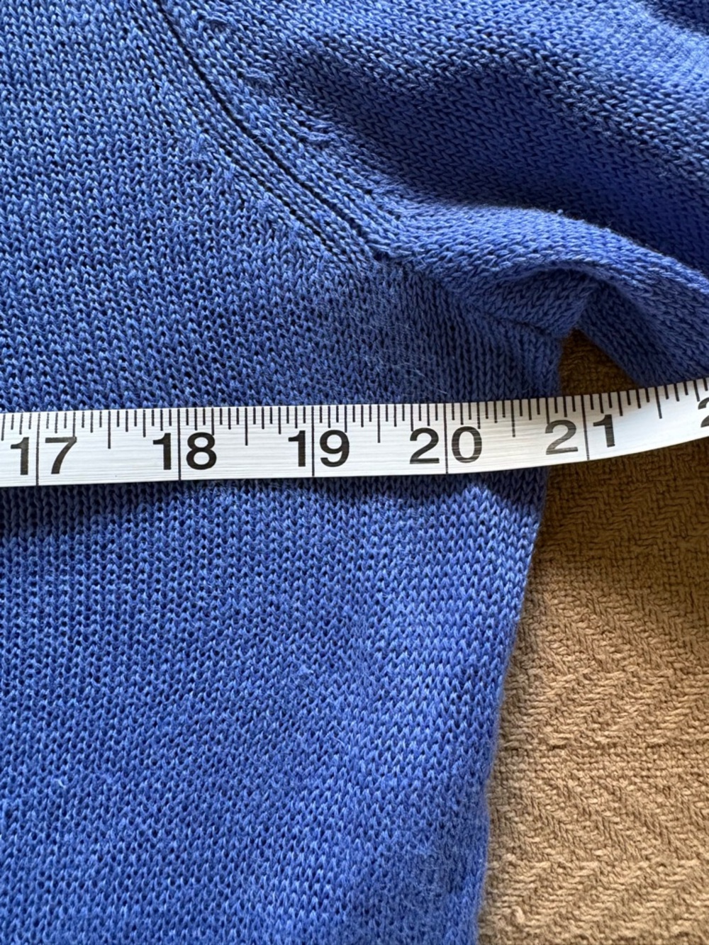 Talbots Light Blue Linen’s V-Neck Sweater with White Trim - Picture 9 of 13